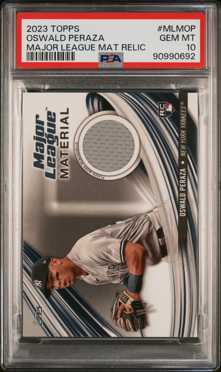 2023 Topps Major League Material Relics #MLMOP Oswald Peraza RPA PSA 10 — Front
