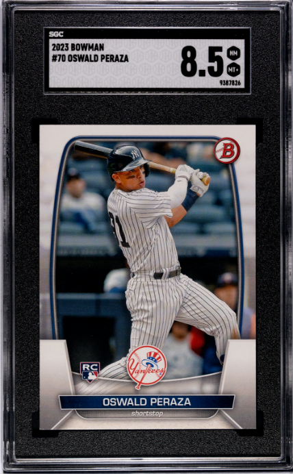 2023 Bowman #70 Oswald Peraza SGC RC 8.5 — Front