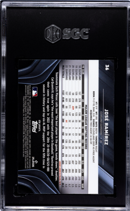 2023 Topps Chrome Black #36 Jose Ramirez SGC 9.5 — Back