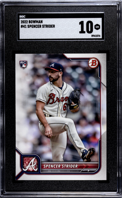 2022 Bowman #41 Spencer Strider RC SGC 10 — Front