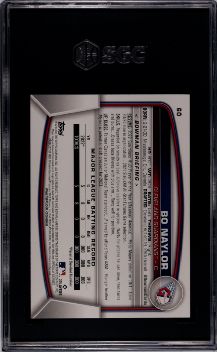 2023 Bowman #60 Bo Naylor RC SGC 10 — Back