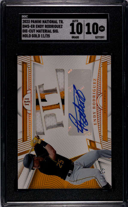 2023 Panini National Treasures #DMS-ER Endy Rodriguez Die-Cut Mat. Holo Gold SGC 10-10 — Front