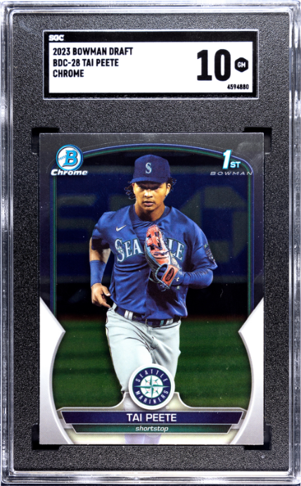 2023 Bowman Draft #BDC-28 Tai Peete Chrome SGC 10 — Front