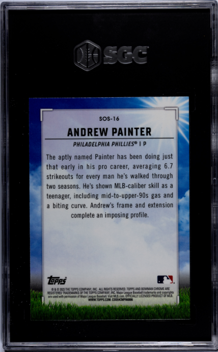 2023 Bowman Mega Box #SOS-16 Andrew Painter Sights on Sept. SGC 10 — Back