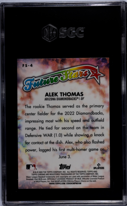 2023 Topps Chrome #FS-4 Alek Thomas Future Stars SGC 10 — Back
