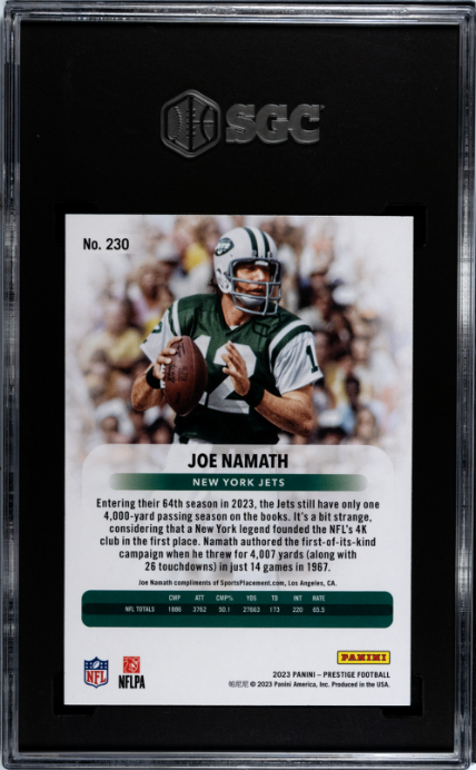 2023 Panini Prestige #230 Joe Namath SGC 10 — Back