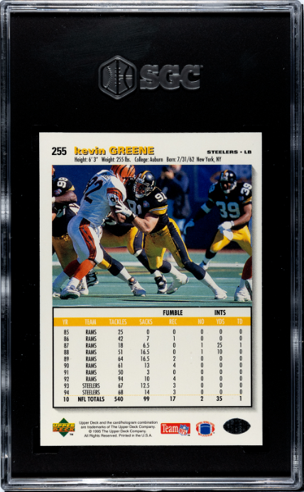 1995 Upper Deck Collector's Choice #255 Kevin Greene SGC 9.5 — Back