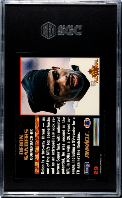 1993 Pinnacle #29 Deion Sanders Men Of Autumn SGC 9.5 — Back