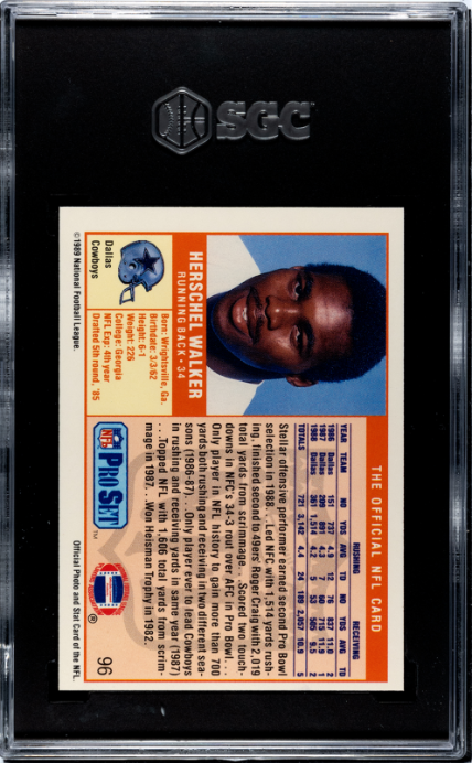 1989 Pro Set #96 Herschel Walker SGC 9.5 — Back
