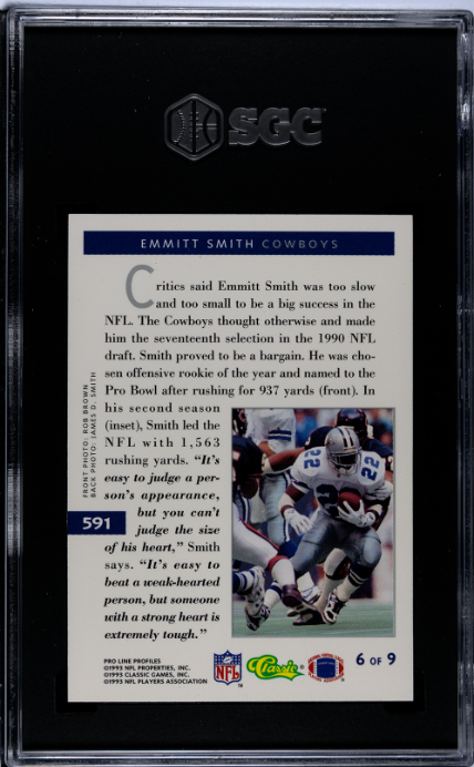 1993 Pro Line Profiles #591 Emmitt Smith SGC 10 — Back