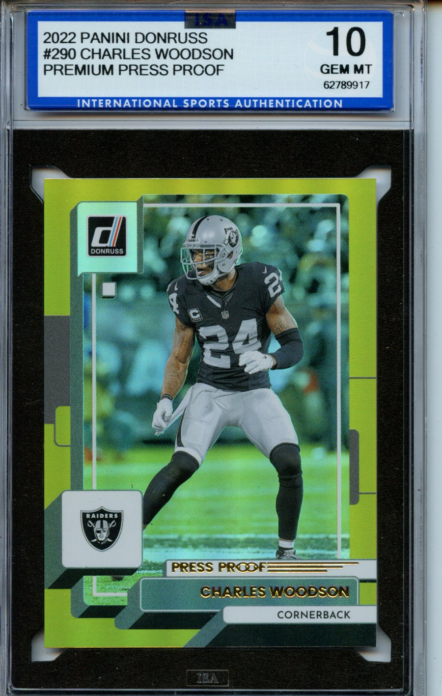 2022 Donruss #290 Charles Woodson Premium Press Proof ISA 10 — Front