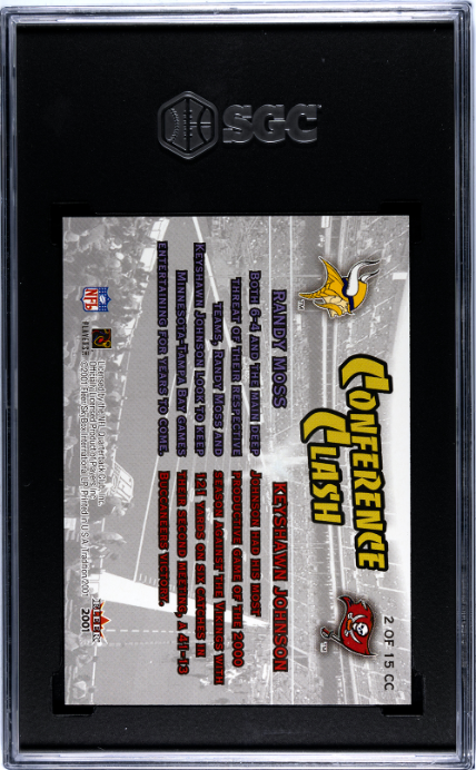 2001 Fleer Tradition #2CC Johnson/Moss Conference Clash SGC 9.5 — Back