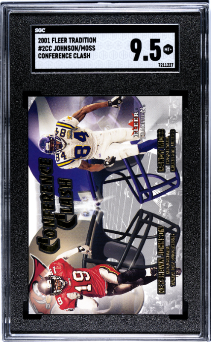 2001 Fleer Tradition #2CC Johnson/Moss Conference Clash SGC 9.5 — Front