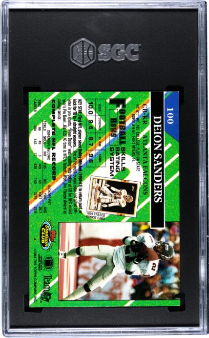 1993 Topps Stadium Club #100 Deion Sanders SGC 9.5 — Back