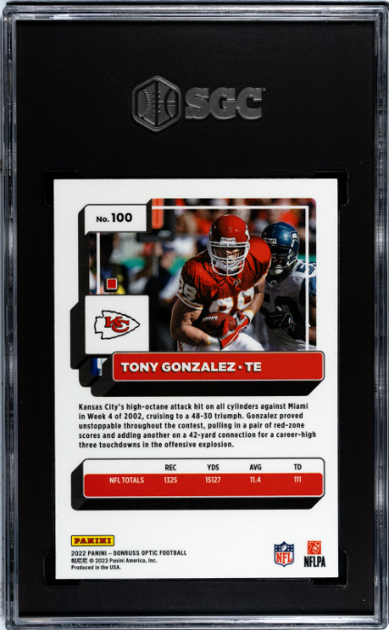 2022 Donruss Optic #100 Tony Gonzalez SGC 9.5 — Back