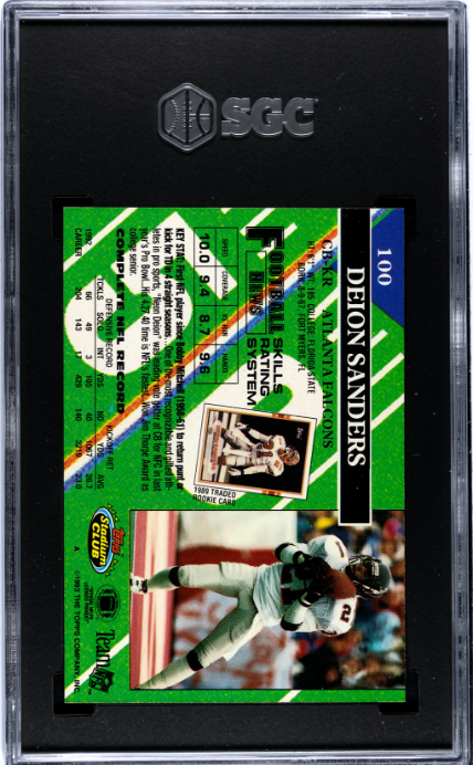 1993 Topps Stadium Club #100 Deion Sanders SGC 9.5 CERT#0028777 — Back