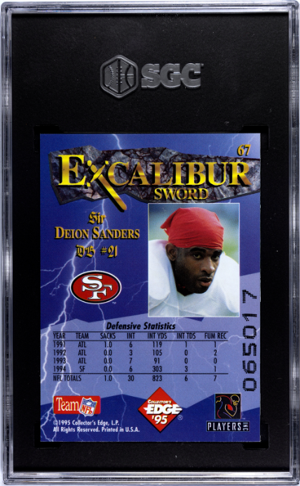 1995 Collectors Edge Excalibur #67 Deion Sanders SGC 9.5 — Back