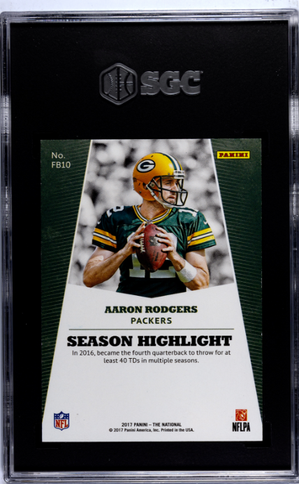 2017 Panini The National #FB10 Aaron Rodgers Rapture SGC 9.5 — Back