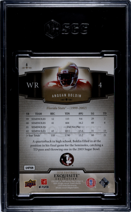 2010 Upper Deck Exquisite Collection #6 Anquan Boldin SGC 9.5 — Back