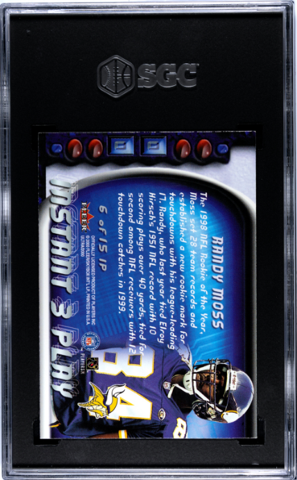 2000 Fleer Ultra #6IP Randy Moss Instant 3 Play SGC 9 — Back
