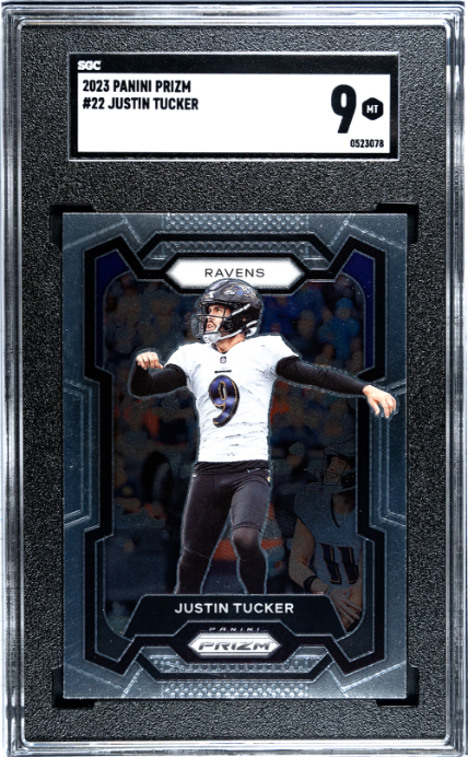 2023 Panini Prizm #22 Justin Tucker SGC 9 — Front