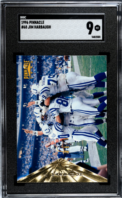 1996 Pinnacle #68 Jim Harbaugh SGC 9 — Front