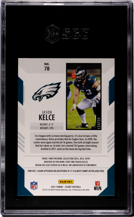 2021 Panini Score #78 Jason Kelce SGC 9 — Back