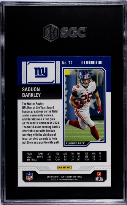 2023 Panini Contenders #77 Saquon Barkley Retail ST SGC 9 — Back