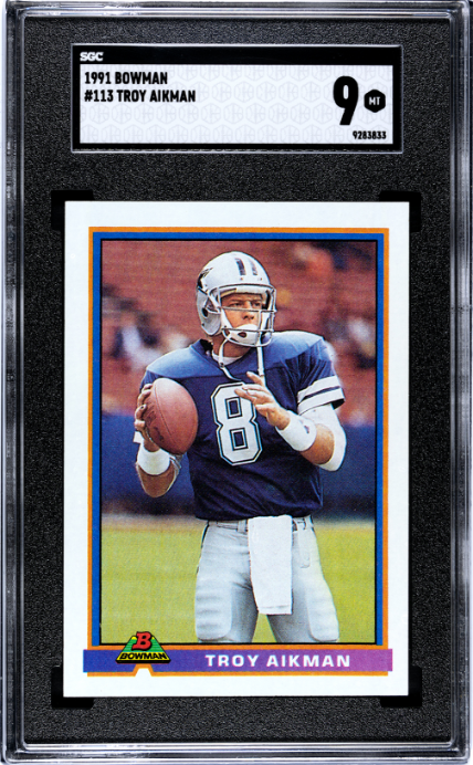 1991 Bowman #113 Troy Aikman SGC 9 — Front