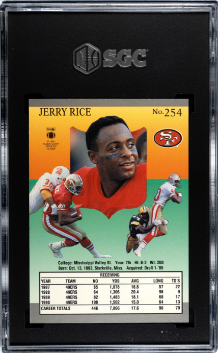 1991 Fleer Ultra #254 Jerry Rice SGC 9 — Back