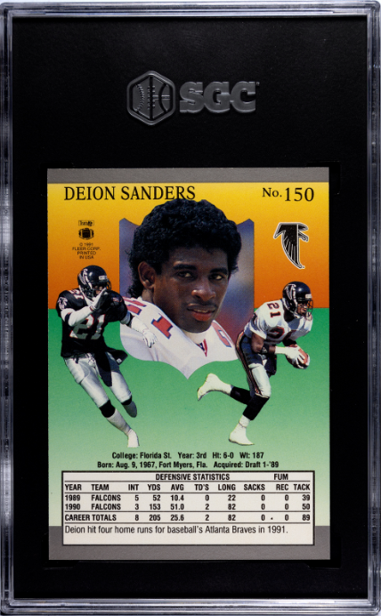 1991 Fleer Ultra #150 Deion Sanders SGC 9 — Back