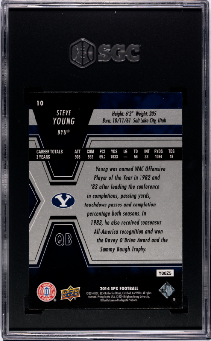 2014 Upper Deck SPX #10 Steve Young SGC 9 — Back