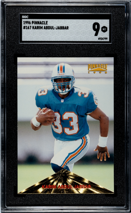 1996 Pinnacle #167 Karim Abdul-Jabbar SGC 9 — Front