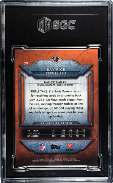 2012 Topps Triple Threads #30 Ray Rice SGC 9 — Back