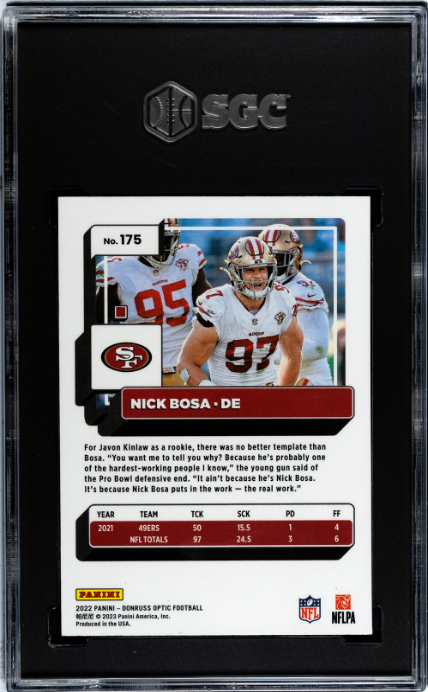 2022 Donruss Optic #175 Nick Bosa SGC 9 — Back