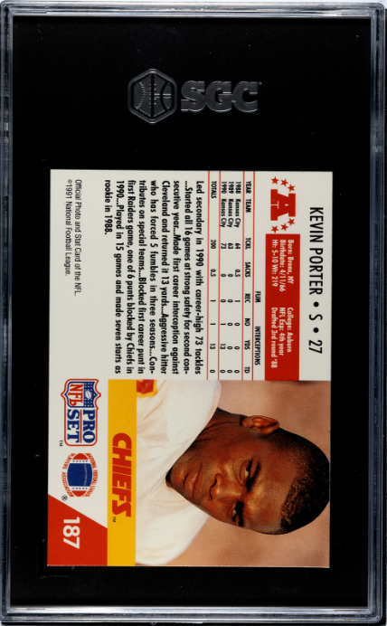 1991 Pro Set #187 Kevin Porter SGC 8.5 — Back