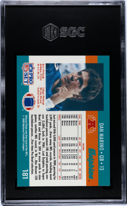 1990 Pro Set #181 Dan Marino SGC 8.5 — Back