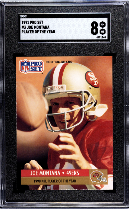 1991 Pro Set #3 Joe Montana Player Of The Year SGC 8 — Front