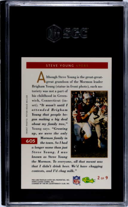1993 Pro Line Profiles #605 Steve Young SGC 8.5 — Back