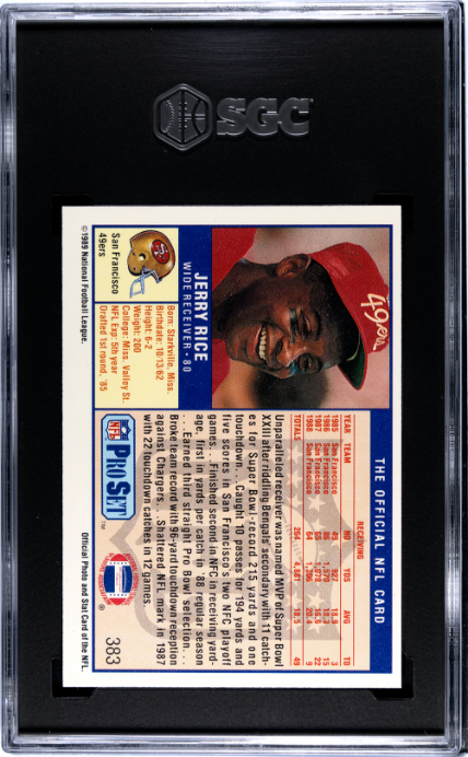 1989 Pro Set #383 Jerry Rice SGC 8 — Back