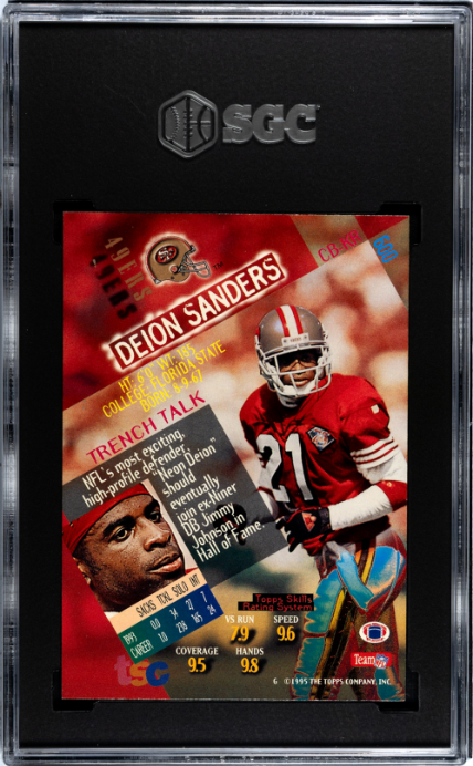 1994 Topps Stadium Club #600 Deion Sanders SGC 8 — Back