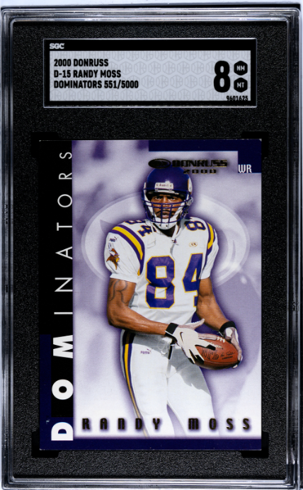 2000 Donruss #D-15 Randy Moss Dominators SGC 8 — Front