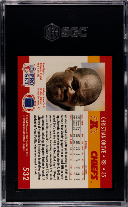 1990 Pro Set #532 Christian Okoye SGC 8 — Back