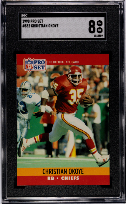1990 Pro Set #532 Christian Okoye SGC 8 — Front