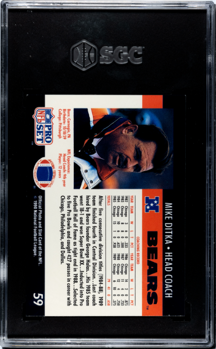 1990 Pro Set #59 Mike Ditka SGC 8 — Back