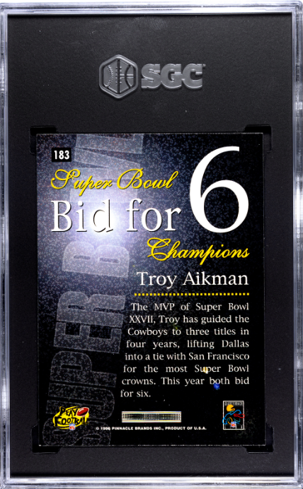 1996 Pinnacle #183 Troy Aikman SGC 8 — Back