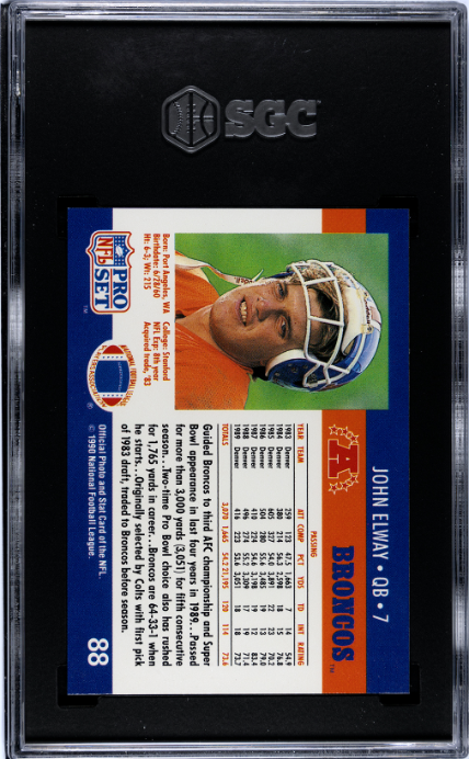 1990 Pro Set #88 John Elway SGC 8 — Back