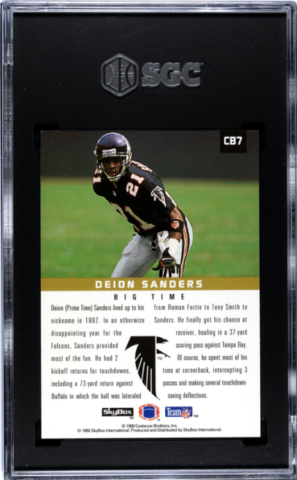 1993 Skybox Premium #CB7 Deion Sanders Costacos Brothers SGC 8 — Back