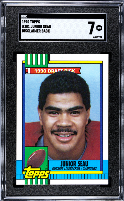 1990 Topps #381 Junior Seau Disclaimer Back SGC 7 — Front