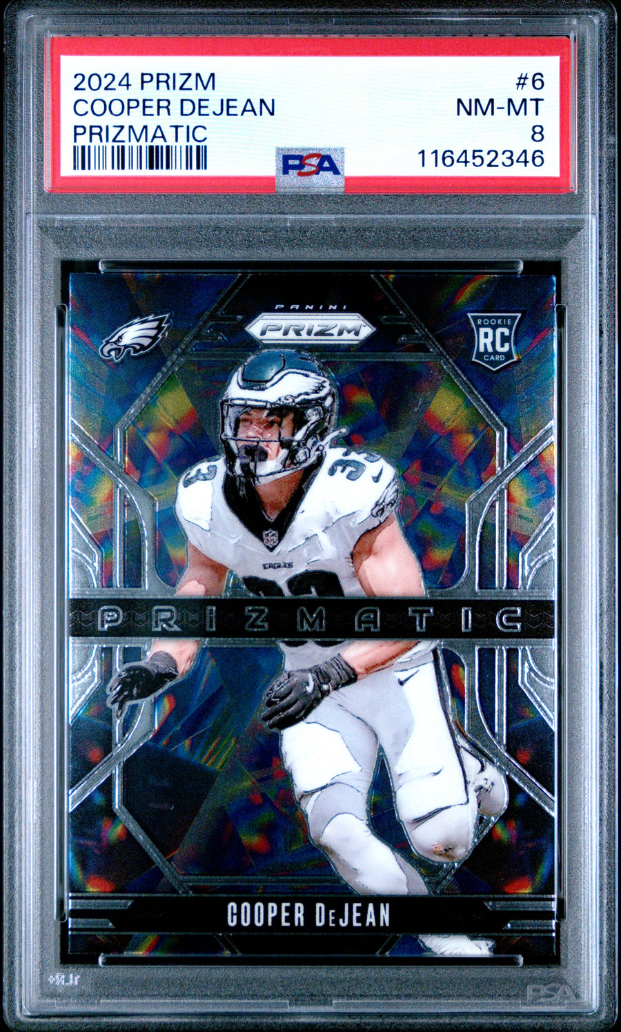 2024 Panini Prizm Prizmatic #6 Cooper Dejean RC PSA 8 — Front